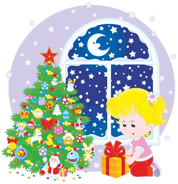 Girl and Christmas gift — Stock Illustration Girl and Christmas gift Stock Illustration