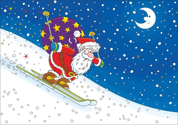 Weihnachtsmann-Skifahrer Vektorgrafiken