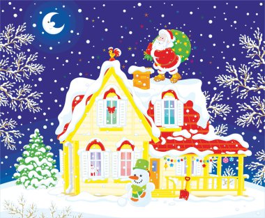 Noel Baba hediye çantası ile