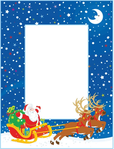 边界与圣诞圣诞老人的雪橇 — 图库矢量图片