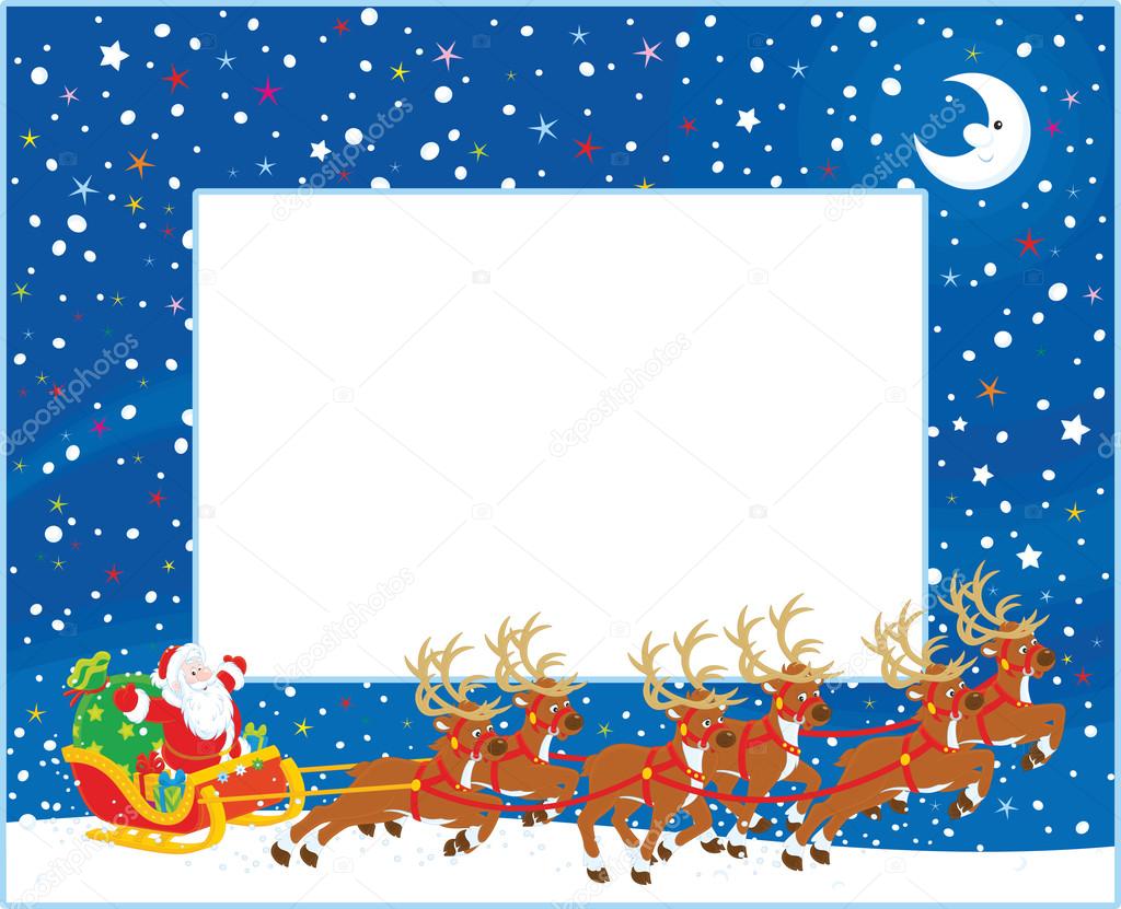 Border with Christmas Sleigh of Santa Claus Stock Vector by