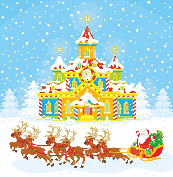 Kerstmis slee van Santa — Stockvector