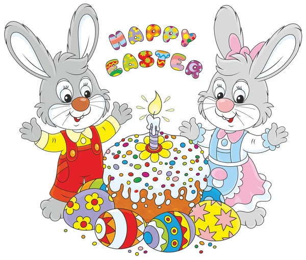 Щасливі кролики Великодня — стоковий вектор