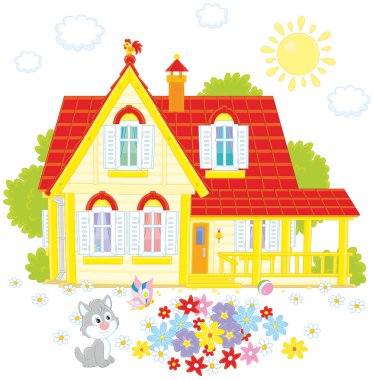 House in a village clipart