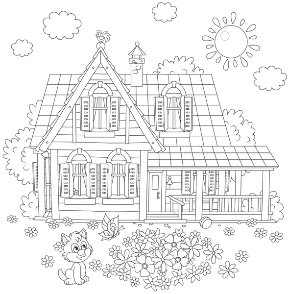 House in a village — Stock Illustration House in a village Stock Vector