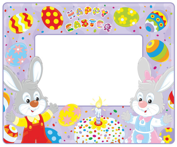 Easter border with bunnies