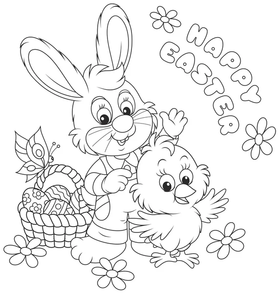 Easter Bunny and Chick — Stock Vector