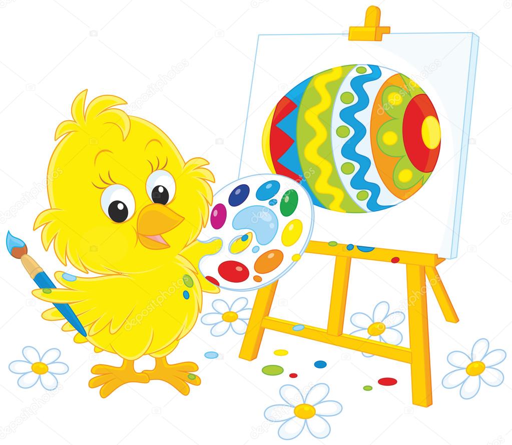 Pintora de pollitos de Pascua Vector de stock #96844604 de ©AlexBannykh, image size:1023x889