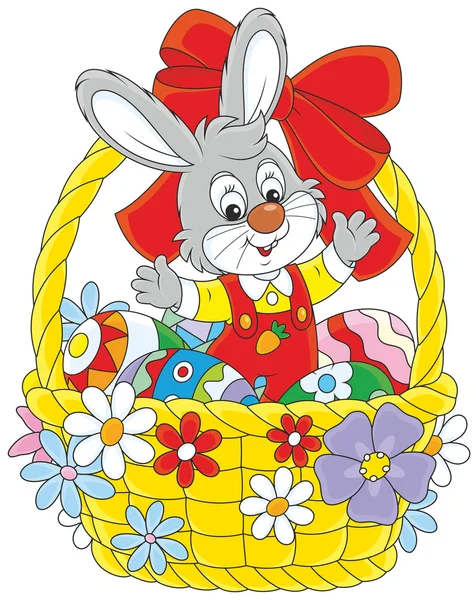 Easter Bunny in a basket — Stock Vector