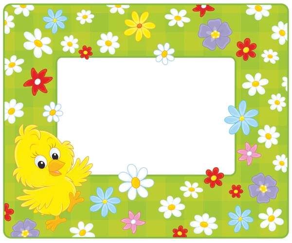 Border with a chick — Stock Vector