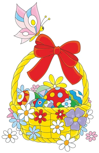 Easter basket and butterfly — Stock Vector