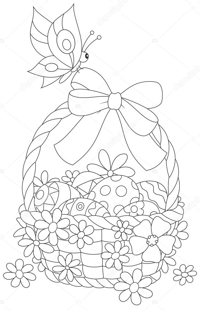 Easter basket and butterfly — Stock Vector © AlexBannykh 98232334
