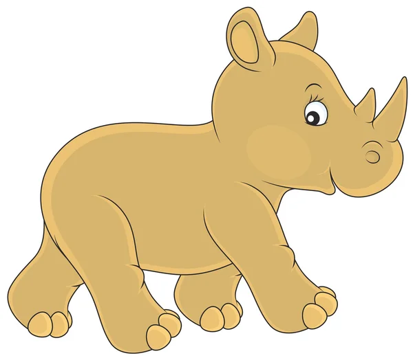 Little brown rhino — Stock Vector