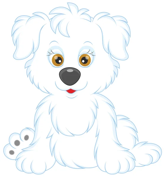 Kleine witte pup — Stockvector