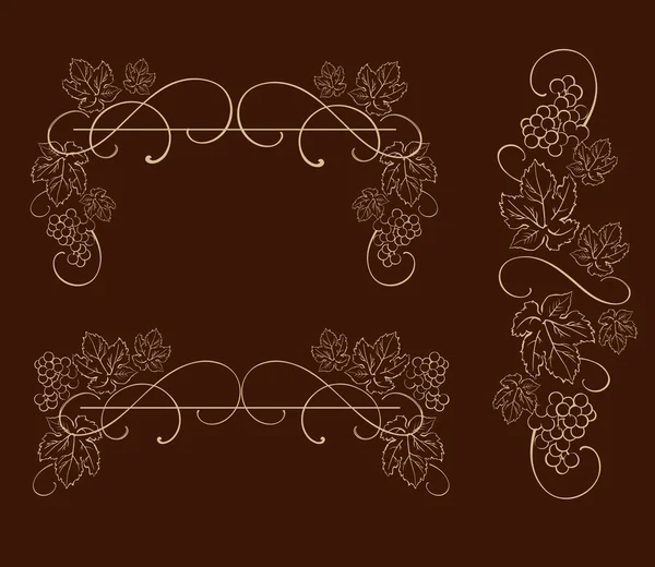 Dekoratif üzüm, asma vektör süsleme.