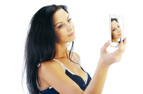 Vrouw die selfie neemt — Stockfoto