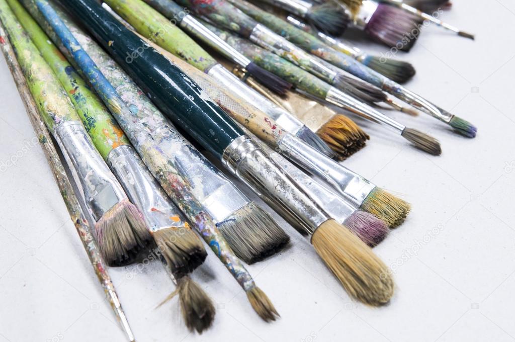 used paint brushes