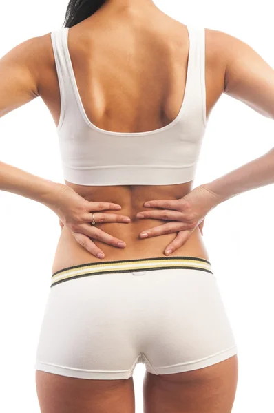 Mujer con dolor de espalda — Foto de Stock
