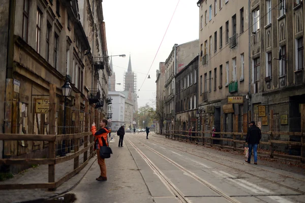 Lodz, Polonya tarihi film müzik, aşkta ve savaşta 18 Ekim 2015 filme için sahneleri ayarla. — Stok fotoğraf