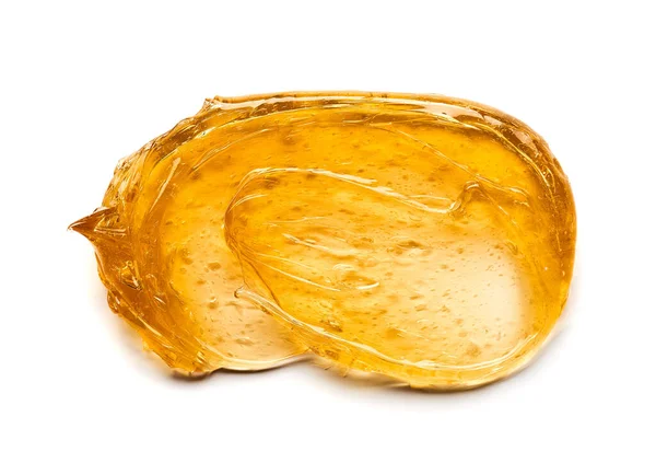 Esfregaço Amarelo Transparente Creme Facial Mel Dourado Isolado Fundo Branco — Fotografia de Stock