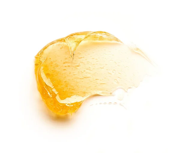 Transparent Yellow Smear Face Cream Golden Honey Isolated White Background — Stock Photo, Image