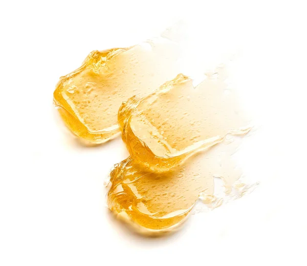 Transparent Yellow Smear Face Cream Golden Honey Isolated White Background — Stock Photo, Image