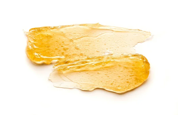 Esfregaço Amarelo Transparente Creme Facial Mel Dourado Isolado Fundo Branco — Fotografia de Stock