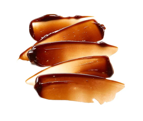 Chocolate Colored Gel Smear Texture Cosmetic Gel Caramel Syrup White — Fotografia de Stock