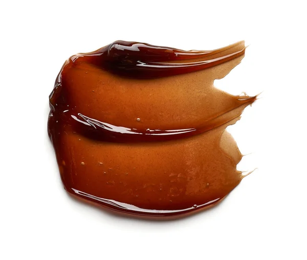 Frottis Gel Couleur Chocolat Texture Gel Cosmétique Sirop Caramel Sur — Photo