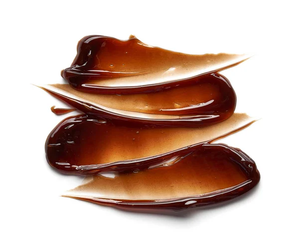 Çikolata Renkli Jel Lekesi Doku Beyaz Zemin Üzerinde Kozmetik Jel — Stok fotoğraf