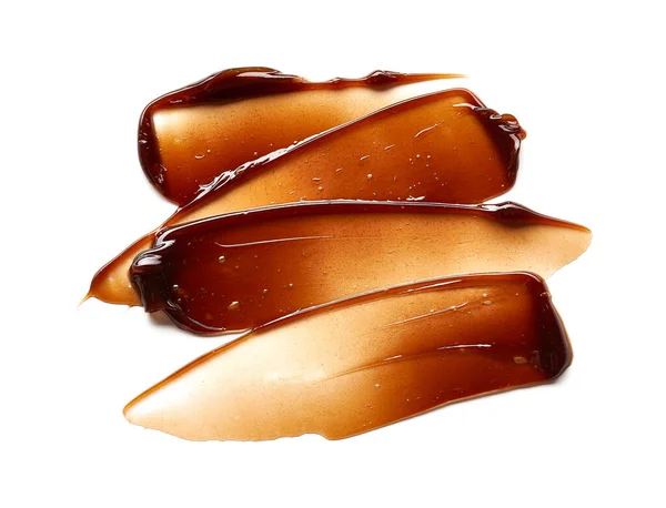 Çikolata Renkli Jel Lekesi Doku Beyaz Zemin Üzerinde Kozmetik Jel — Stok fotoğraf