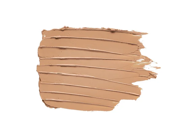 Gently Beige Strokes Texture Makeup Foundation Acrylic Paint Isolated White — Stock Photo, Image