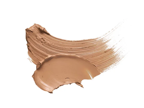 Gently Beige Strokes Texture Makeup Foundation Acrylic Paint Isolated White — Stock Photo, Image