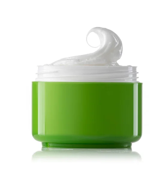 Light Green Jar Cream Isolated White Background — Stock Photo, Image