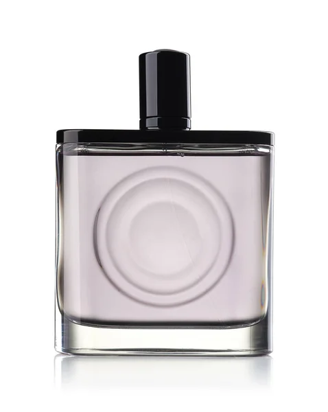 白い背景に隔離された香水のエレガントなデザインのガラス瓶 — ストック写真