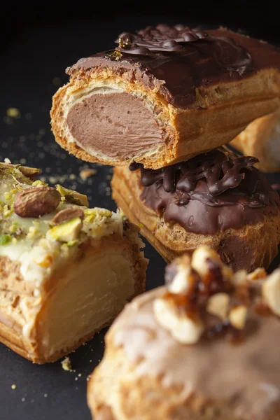 Squisita crema dolce eclair — Foto Stock