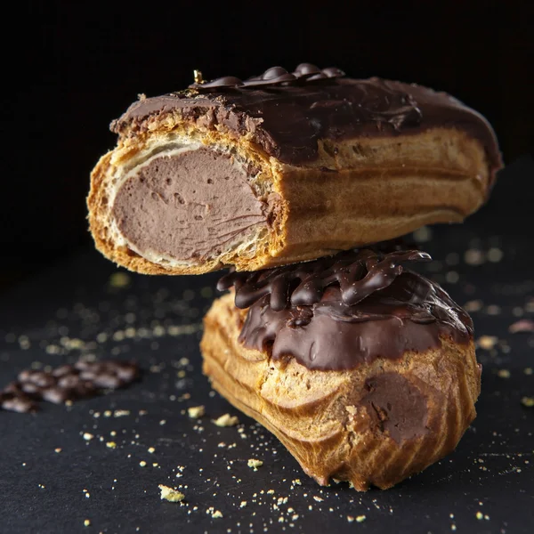 Exquisito postre de crema eclair — Foto de Stock