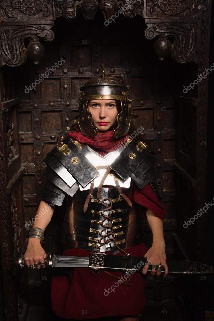 Beautiful Woman In Roman Helmet And Armour Royalty Free Photo Stock Image By C Demian 119947328