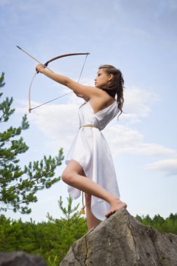 young girl archery clipart