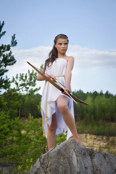 Young girl with a bow — Stock Photo, Image