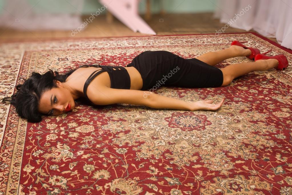 Beautiful Young Unconscious Knocked Out Woman Stock Photo