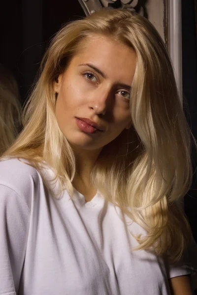 Retrato de mujer joven en el interior gótico — Foto de Stock