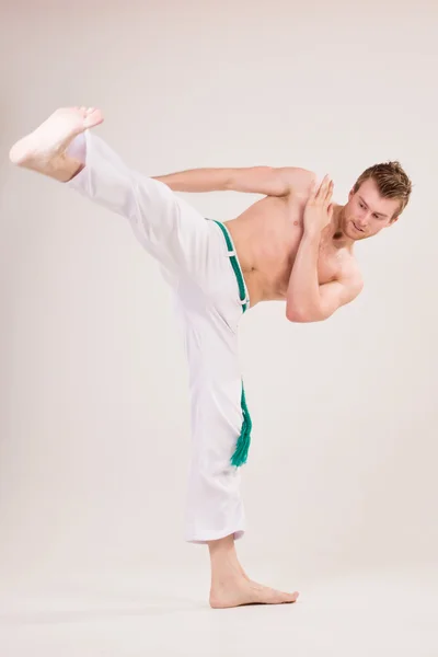 Capoeira dancer on white background — Stock Photo, Image