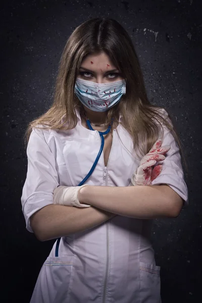 미친 피 묻은 간호사 — 스톡 사진