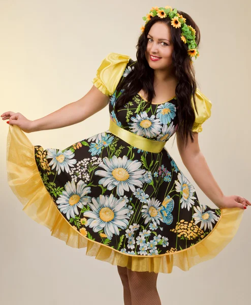 Happy woman in the Ukrainian national clothes — Stock Photo, Image