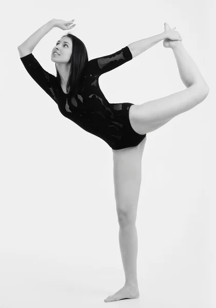 Modern ballet dancer posing on white background — Stock Photo, Image