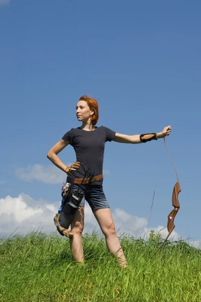 Archery woman with a bow — Stock Photo, Image