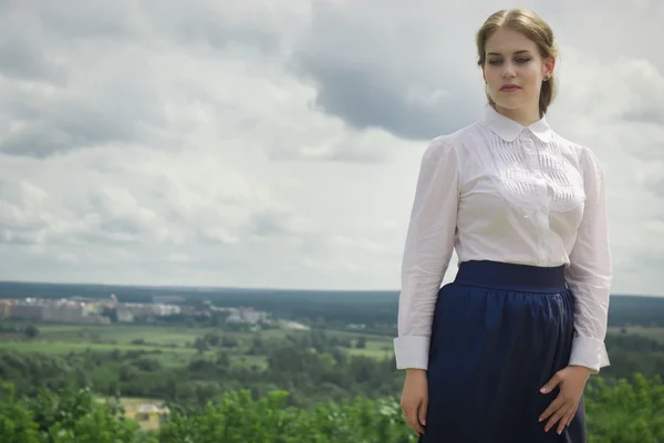 Russian woman in retro style posing in summer day — ストック写真