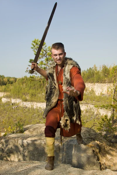 Viking krijger met zwaard — Stockfoto