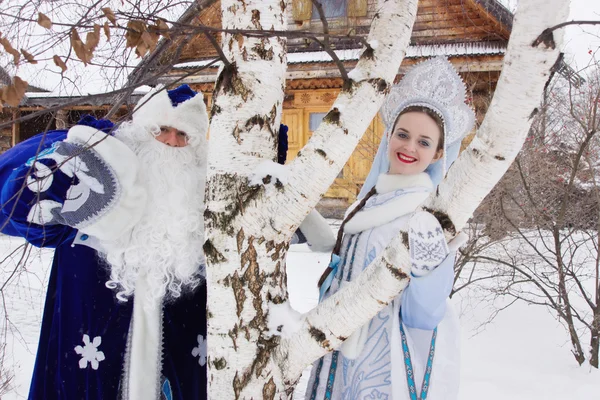 Rus Noel karakterler: Ded Moroz (Baba Frost) ve Snegu — Stok fotoğraf